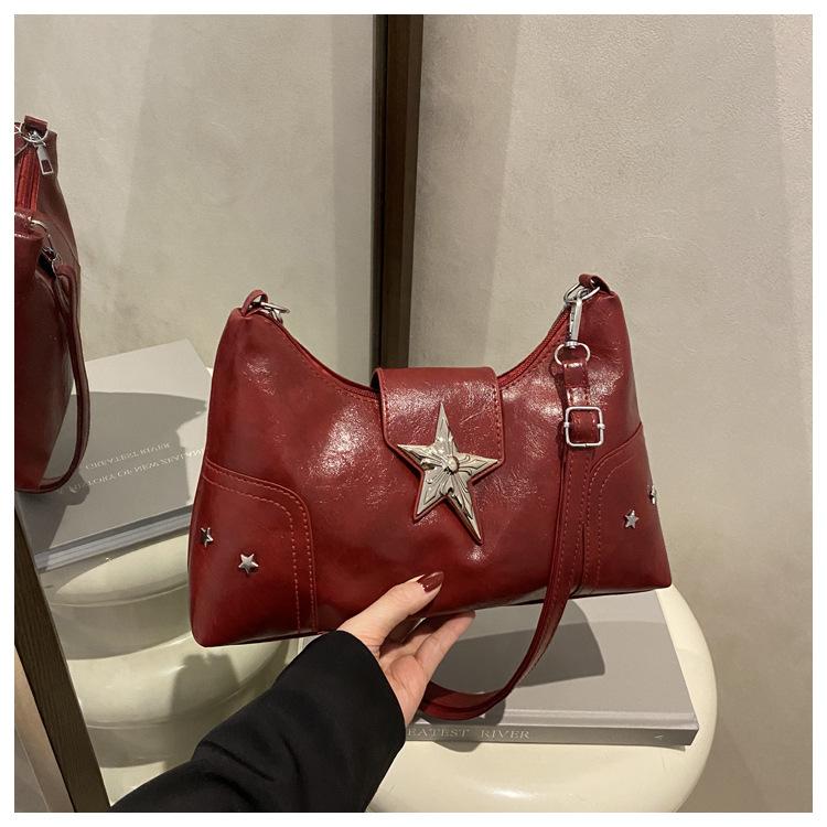 Punk Style Star Design Women Hobos Shoulder Bags Casual Y2k Cool Hot Girls Pu Crossbody Bag Commuter Female Phe Handbags Purse