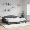 VidaXL Daybed with Trundle and Mattress Dark Grey 80x200 Cm Fabric 3197544