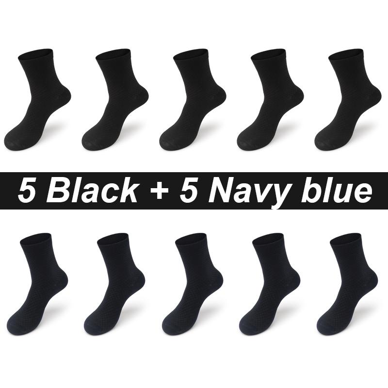 10 Paar Herrensocken aus Bambusfaser, lang, schwarz, Business, weich, atmungsaktiv, neue hochwertige Herbstsocken für Männer, Übergröße EU 38–48