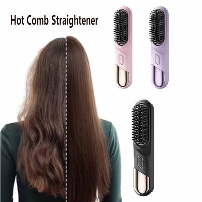 Anti-Scald Design Wireless Hair Straighteners Electric Straightening Comb  Travel Styling