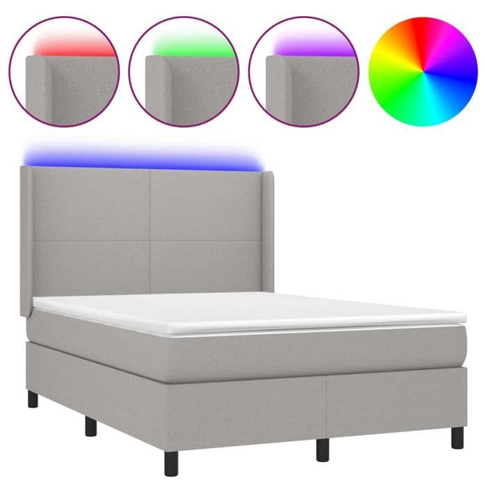 VidaXL Sommier à Lattes de Lit avec Matelas et LED, Lit Rembourré, Lit Double, Lit Adulte de Chambre à Coucher Intérieur, 3138149