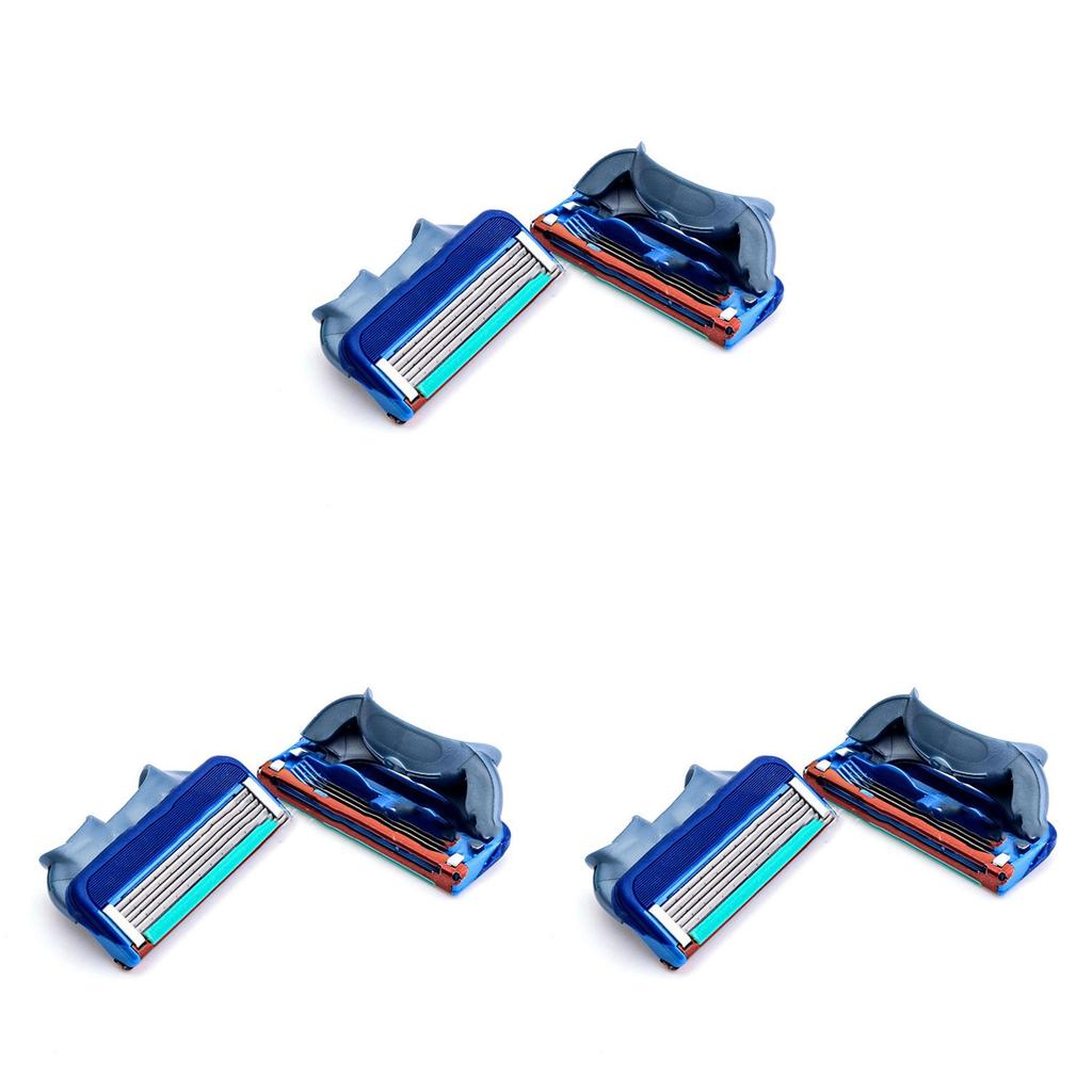 Luxurious 4pcs Shaving Razor Shaver Blades With Premium Five Layers In Elegant Blue