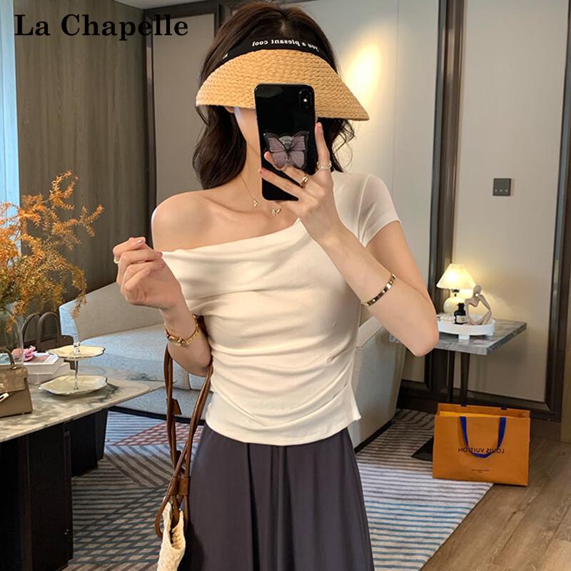 Women s Pleated Off-Shoulder Slim Fit T-Shirt L