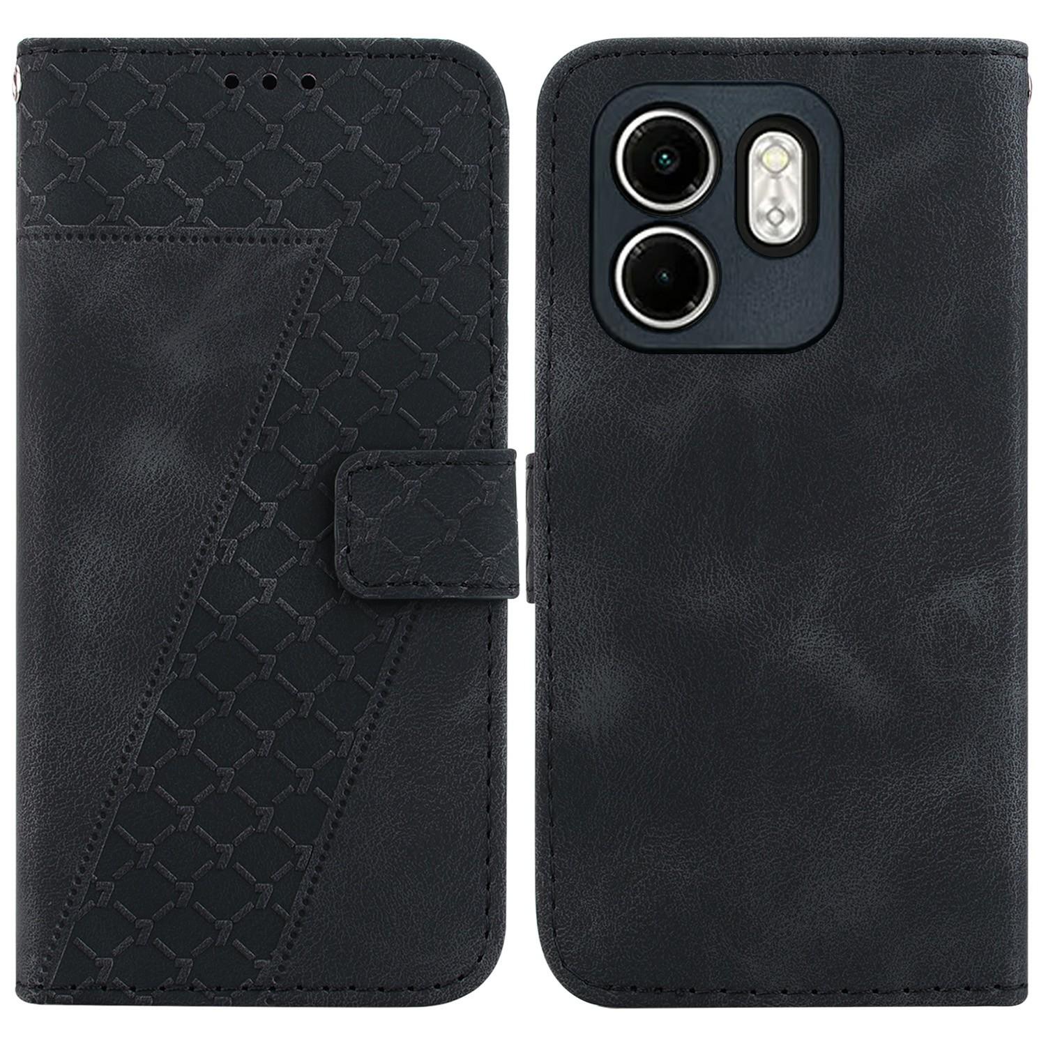 

For Infinix Hot 50i 4G/Smart 9 4G Stand Case 7-Shaped Pattern Imprint Leather Phone Cover F