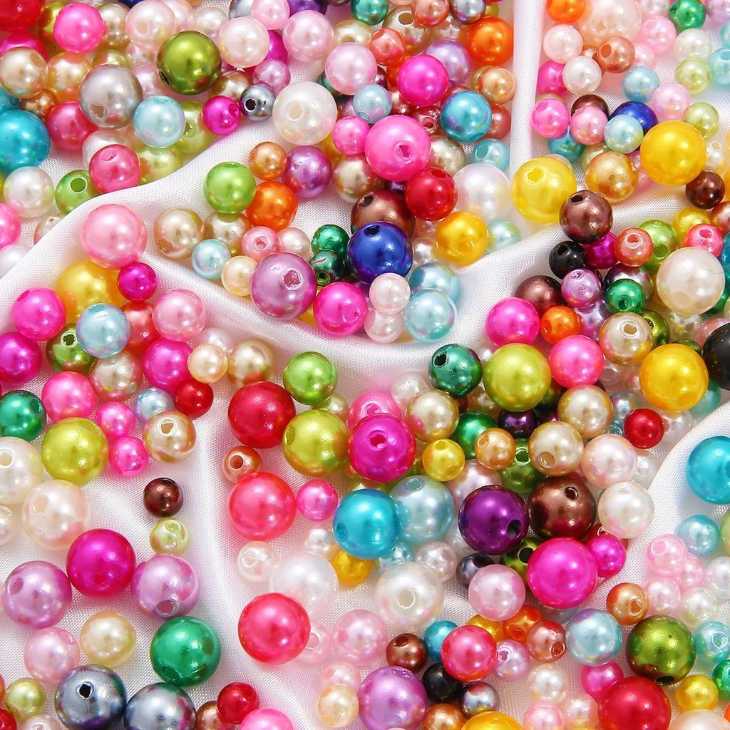DIY Acrylic Pearl Beads: Round, Loose Beads for Handmade Jewelry Accessories, Bracelets, Necklaces, and Earrings.
