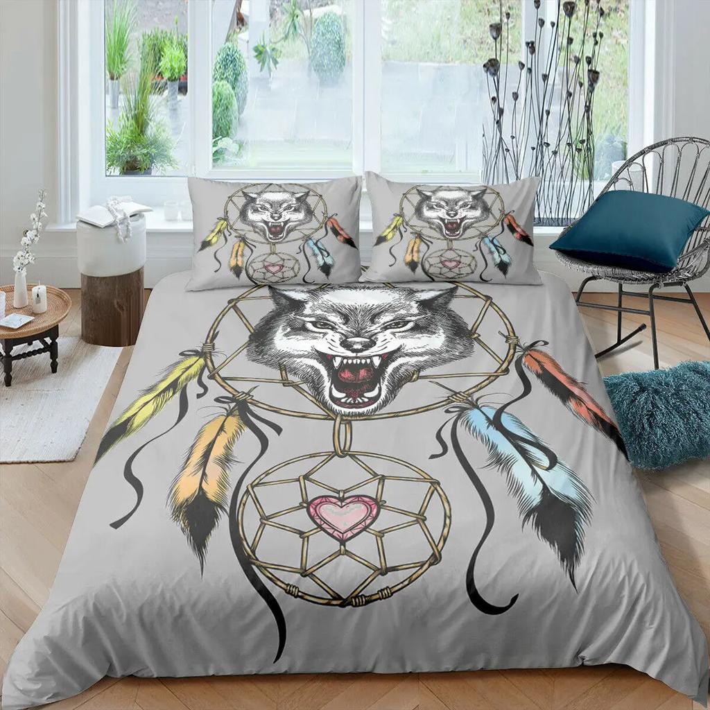 Husă de pilota Dream Catcher Mandala Boemia Pene Poliester Husă de pilota Exotic Etnic Tribal Hippie Full Twin Double Queen King