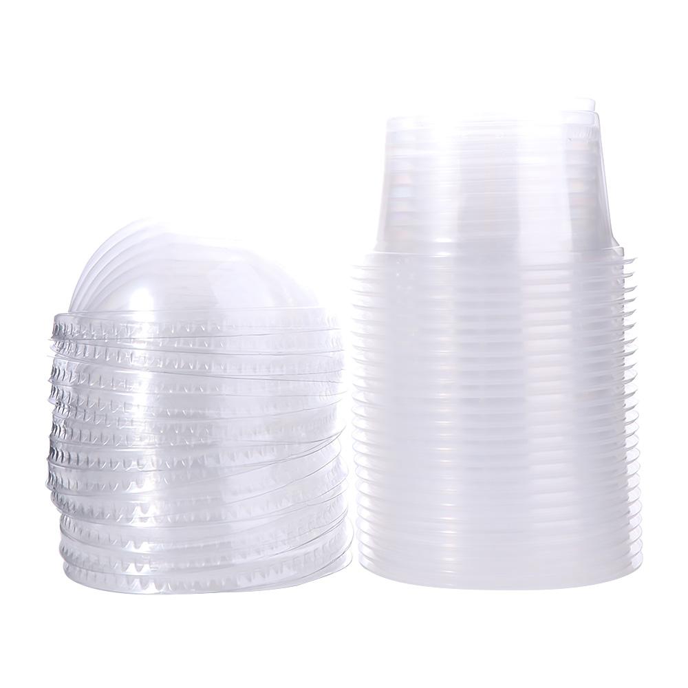 50 ks Průhledné jednorázové plastové kelímky na pití s kupolovitými víčky, nádoba na jogurt, dezertní kelímky, salát