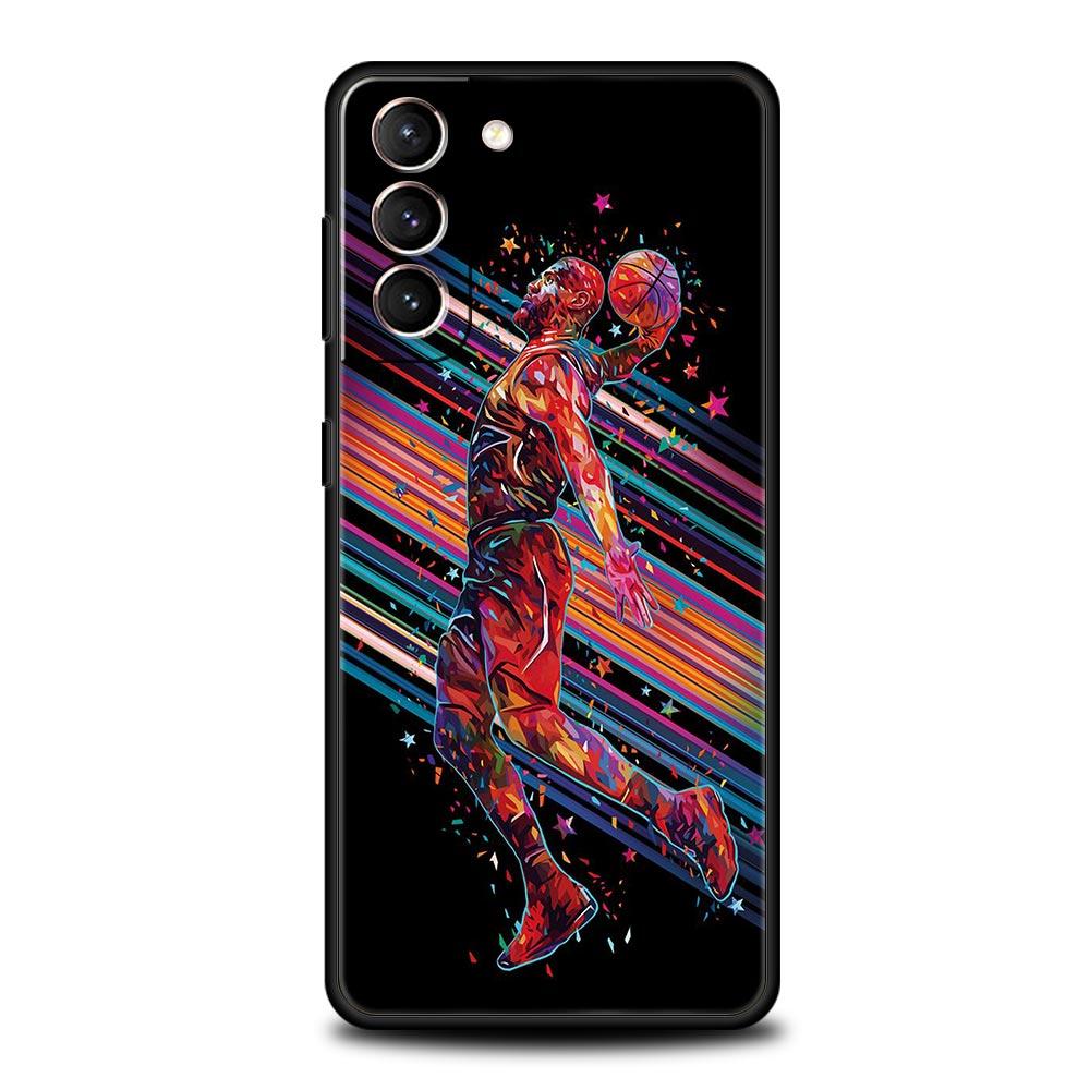 Custodia per Telefono Sportiva con Cesto da Basket Per Samsung Galaxy S25 S24 S23 FE S22 Ultra S20 S21 5G S10 Plus S10E Morbida Nera