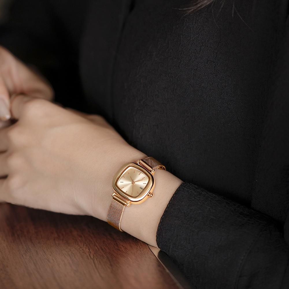 Watch for Women, Simple Temperament, Student, Small Dial, Thin Strap, Compact Square Mesh Chain, Niche Watch, Ladies Watch