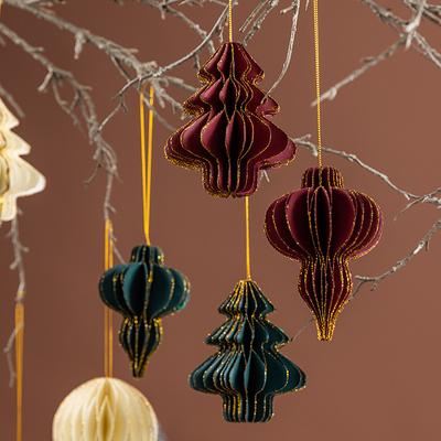 Decorazione per albero di Natale, lanterna a forma di palla a nido d'ape, pendente pieghevole, decorazione per la casa, gancio per matrimoni, palla di Natale rosso vino