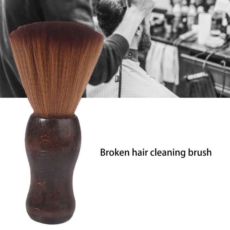 Professional Hairdressing Neck Duster Brush for Salon Use Soft Bristles Wood Handle Hairdressing Cleaning Brush