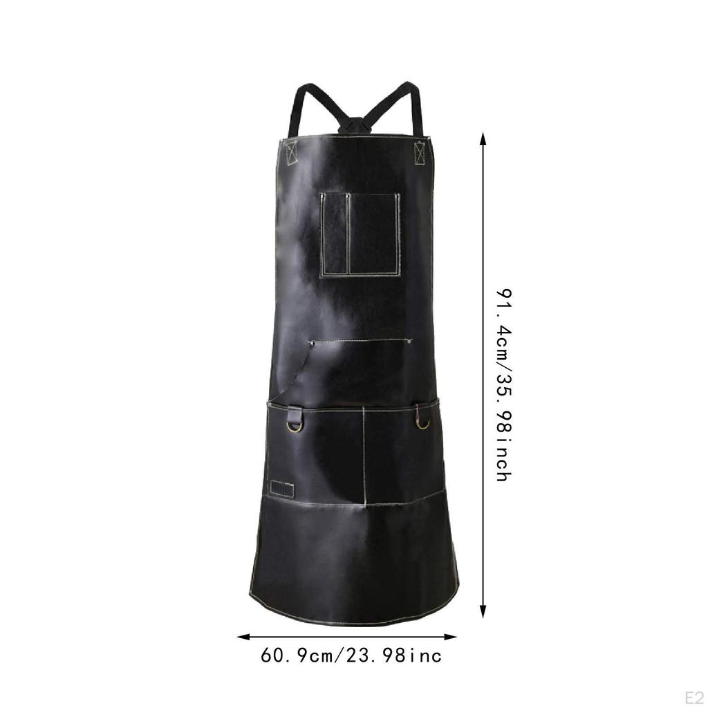 Work Apron Waterproof Oil Resistant for Women Men Tool with Pockets Technician Woodworking