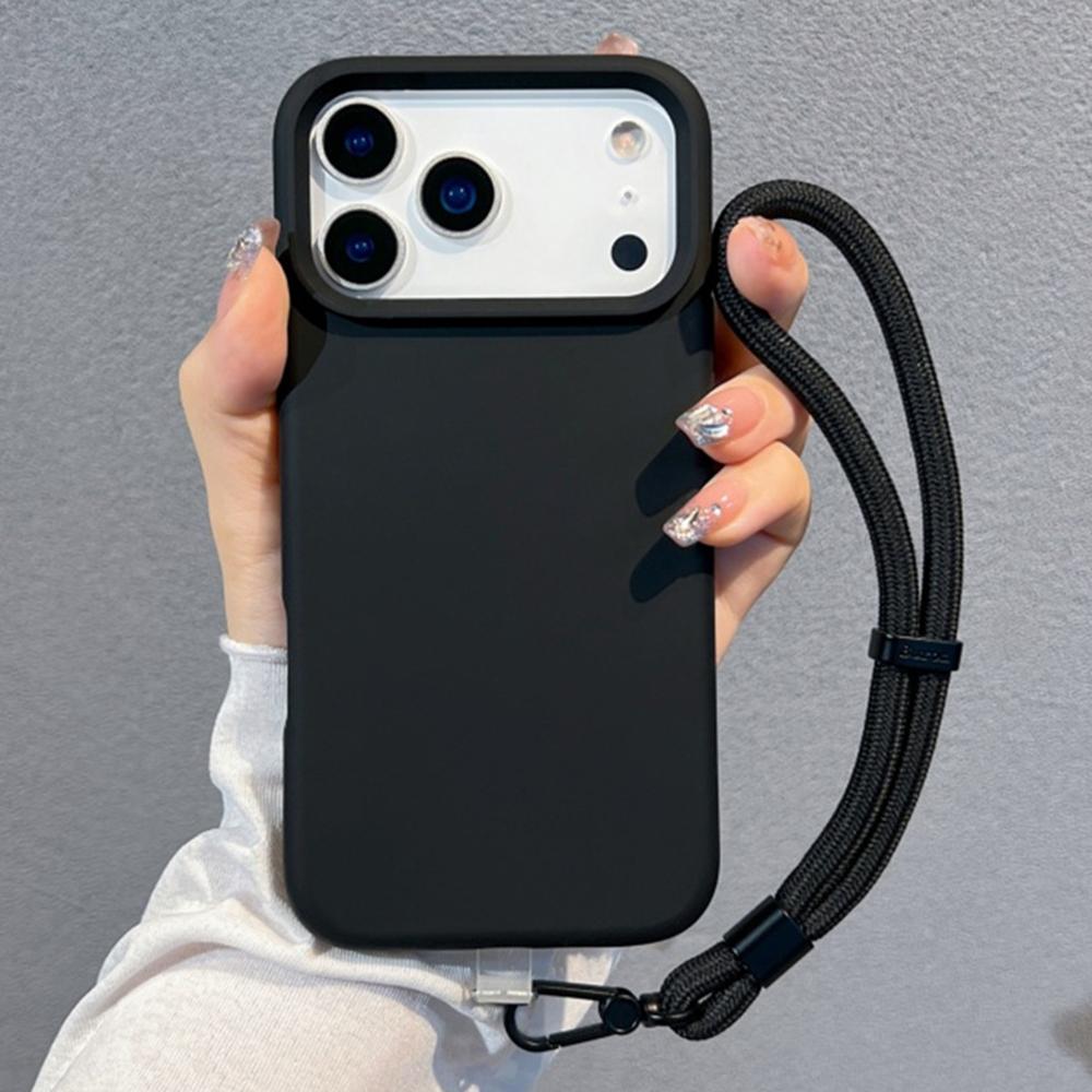 For iPhone 17 Pro Case Soft Microfiber Lining Liquid Silicone+PC Phone Cover with Wrist Strap