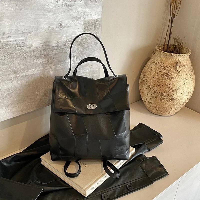 

Большой вместительный женский рюкзак ретро ПУ сумка повседневный дорожный продвинутый смысл