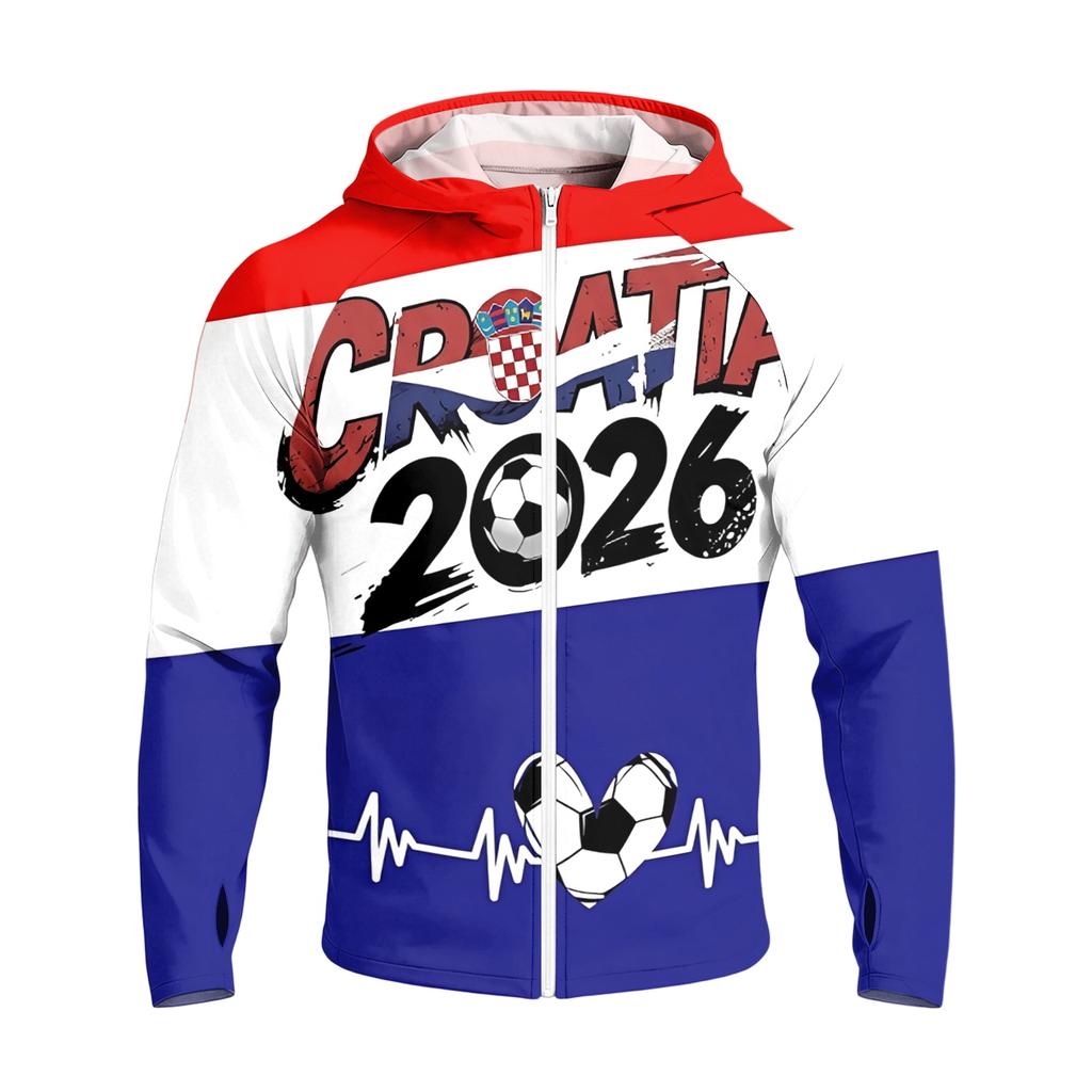 Men's Raglan Hooded Long Sleeve Jacket, Lightweight Casual Soccer Print Coat - Outdoor Sports, Travel, Daily Wear, Versatile Breathable Soft Jacket