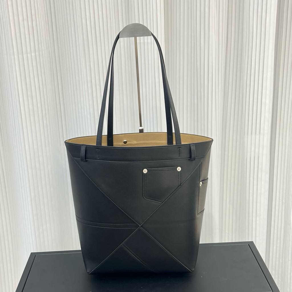 2026 New Panta Splicing Folding Tote Bag, Retro Premium Cowhide Bucket Bag, Genuine Leather Commuter Bag for Women