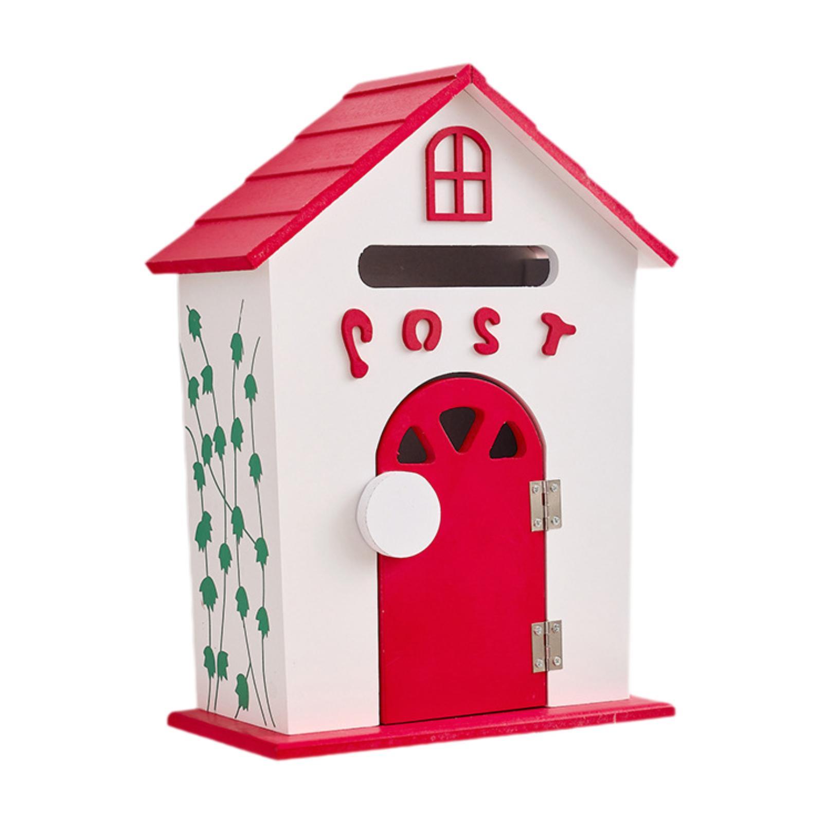 

Wall Mount Mailbox Mailbox with Key Lock Wood Communication Mail Box Drop Box Letterbox for Corridor Front Door красный