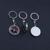 Two-Tone Rotating Wheel Hub Keychain with Dual Card Clamp & Free Laser Engraving