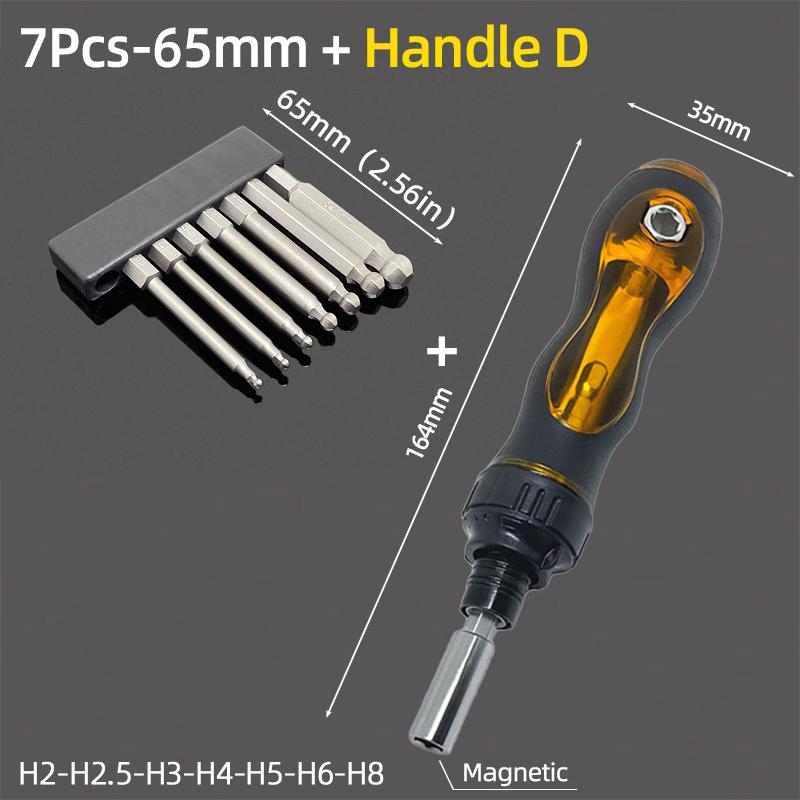 Ball End Hex Screwdriver Bits Set 1/4” Inch Screw Driver Drill Bit Shank Magnetic S2 Steel 65/100mm Ratchet Wrench Hand Tools