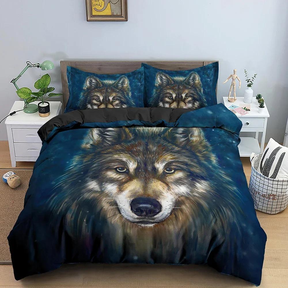 

Pillowcase Comforter Covers Set with 3D Wolf Duvet Cover Alpaca Animal Printed Bedding Set for Boys King Queen Size Quilt Cover Tool 70x133cm 2pcs