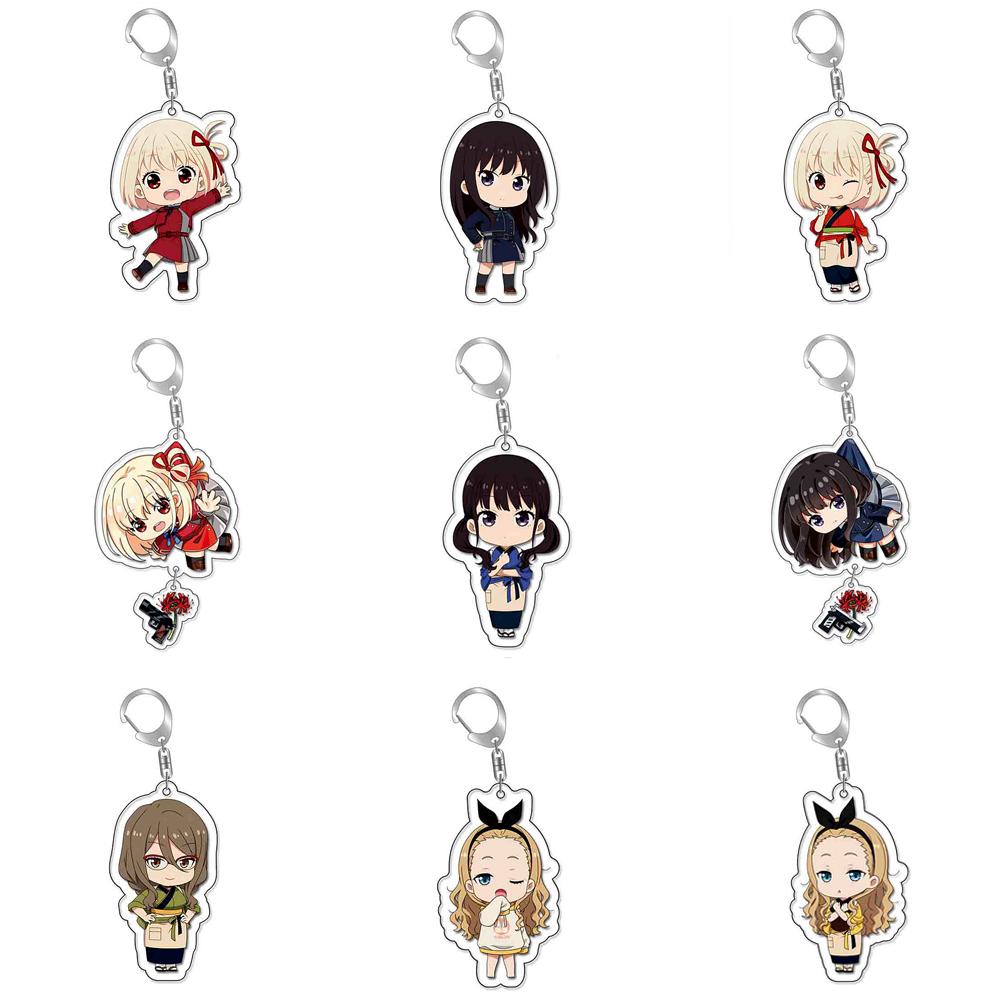 Lycoris Recoil Nishikigi Chisato Inoue Takina Acryic Anime Keychain Cartoon Keyring Bag Parts & Cos Accessories