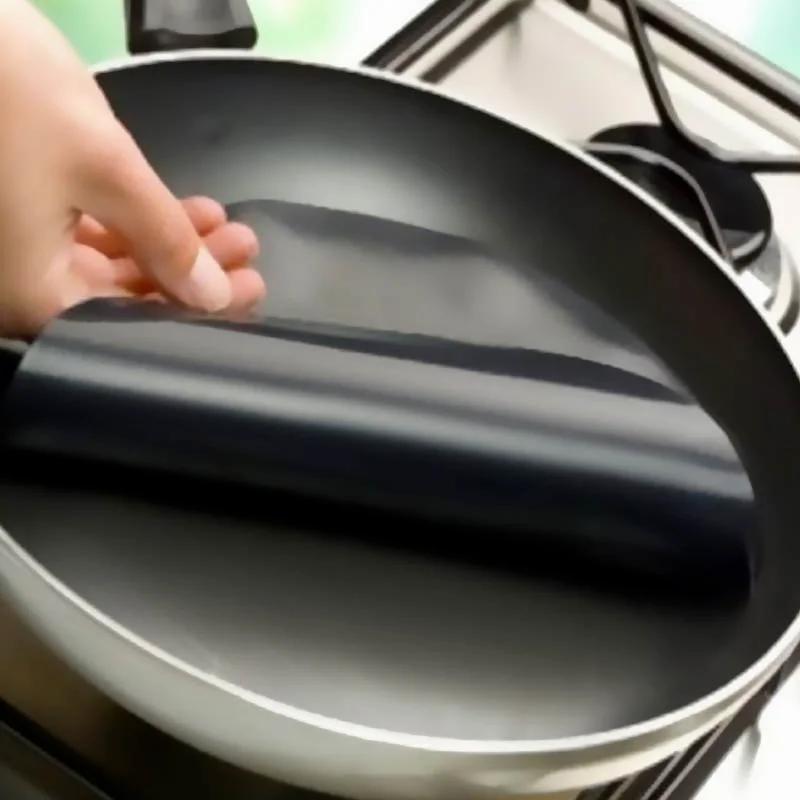 2Pcs Non-stick Round Heat-resistant Liner for Frying Pan 24CM Food Grade Non-stick Frying Pan Mat