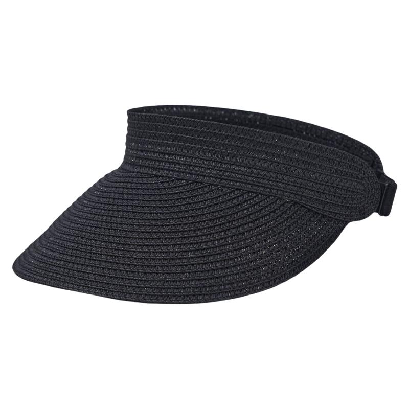 Women Straw Sun Caps Foldable Portable Empty Top Hat Ponytail Sun Visor Hats for Outdoor Beach Holiday Summer Adjustable Caps