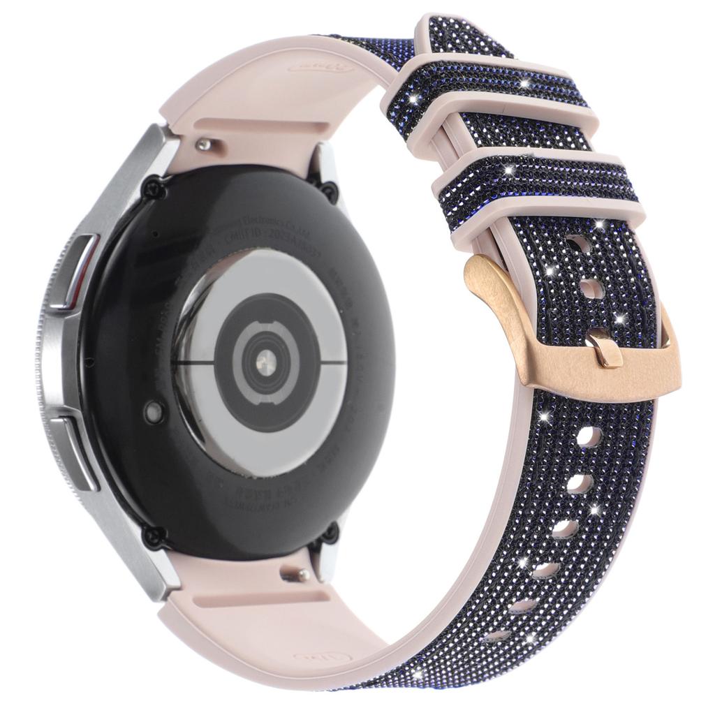 Glitter Band for Samsung Galaxy Watch7/Watch6/Watch6 Classic/Watch5/Watch5 Pro/Watch4/Watch4 Classic Leather Coated Silicone Strap