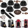 5Pcs Reusable Vertuo Pods for Nespresso Machine, Coffee Capsule with 2 Silicone Lids 1 Spoon and Bru