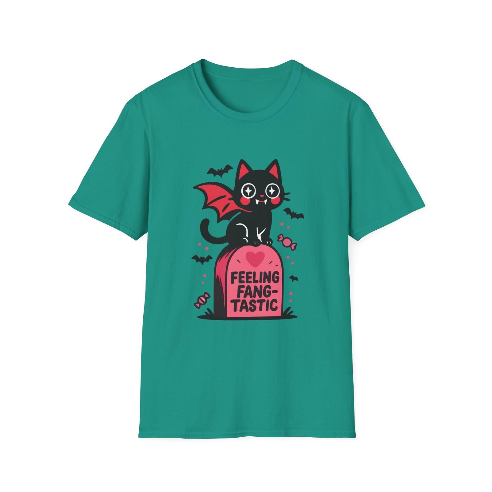 Unisex Softstyle T-Shirt Mens Womens Tees Top Vampire Cat Gravestone Cape Funny Halloween Fall Cute M