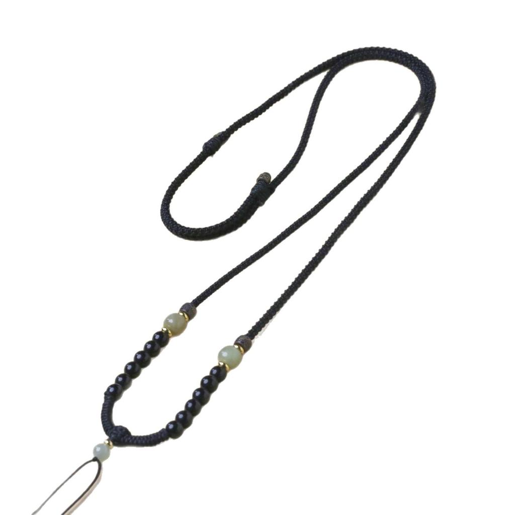 925 Sterling Silver Cinnabar Agate & Hetian Jade Handmade Pendant Necklace