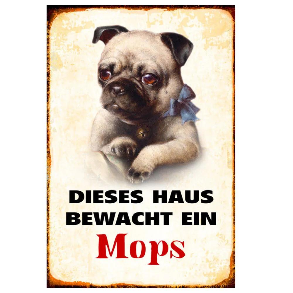 Metal Poster Pug dog Tin Sign Plate Retro Decor Cafe Home Pet Shop bedroom living room decoration Wall Art Plaque