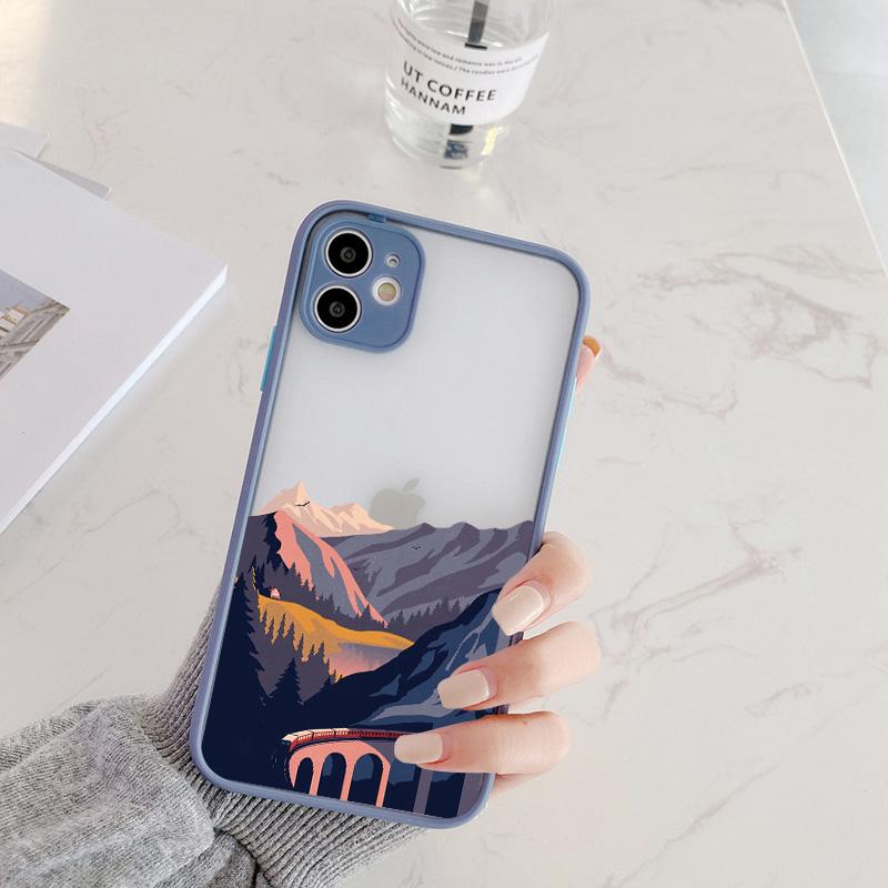 Hand Painted Phone Case For iphone X XS XR Scenery Shockproof Cases For iPhone 15 14 12 13 11 pro MAX Mini 7 8 Plus SE2 Cover