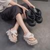 Fashion GKTINOO Thick Soled Sheepskin Flip Flops Leather Fashion Sandals Slippers Mary Jane Platform Women Summer Flats Loafer Shoes