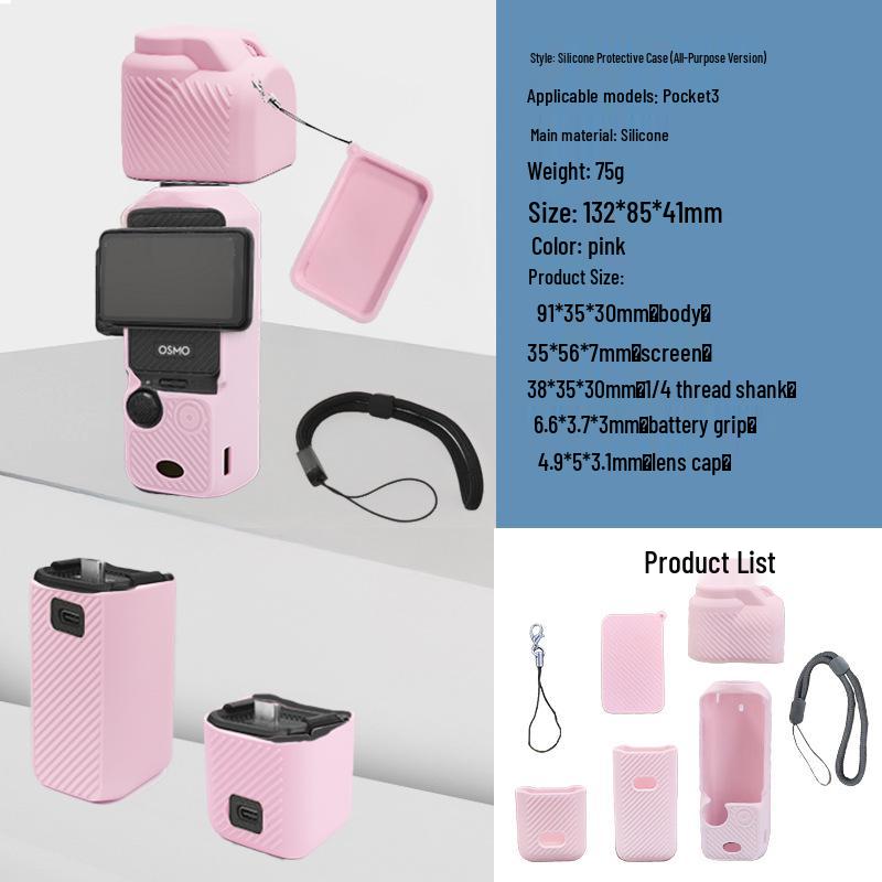 DJI Pocket Camera Pink Silicone Protective Case - Anti-Scratch Cover with Screen & Handle Guard Accessories