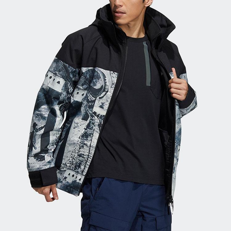 Adidas Three-In-One Long Sleeve Jacket With Zipper And Stand-Up Collar Unisex Outerwear Black H23107