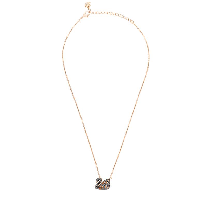 Swarovski Swan Black and White Two-piece Hollow Swan Necklace for Women 5281275