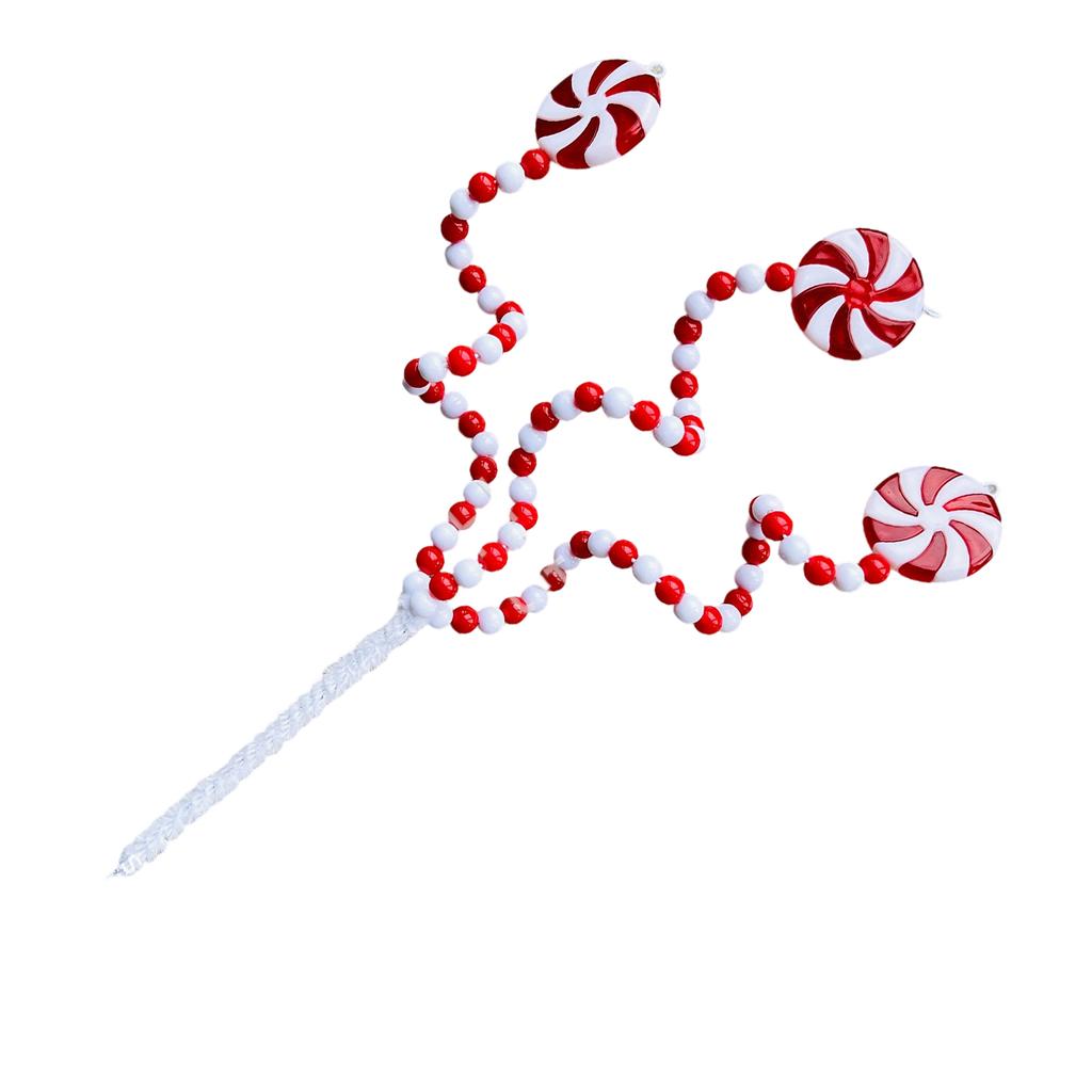 Christmas Tree Top Decoration Shatterproof Artificial Candy Branch Stem for Vase Arrangement Holiday Decoration