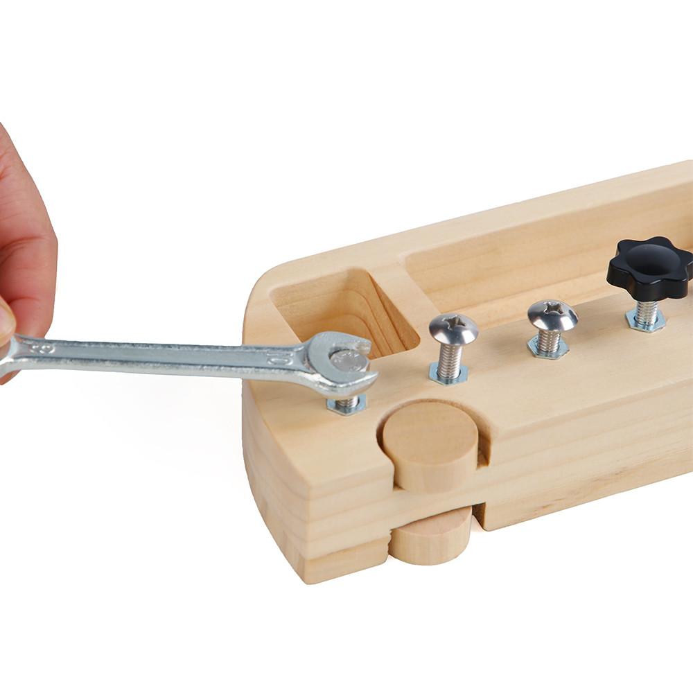 Montessori Wooden Toy Busy Bus Wood Screw Driver Board Basic Skills Game Toys Nuts Screw Bolts Set Gifts Kids Educational Toy