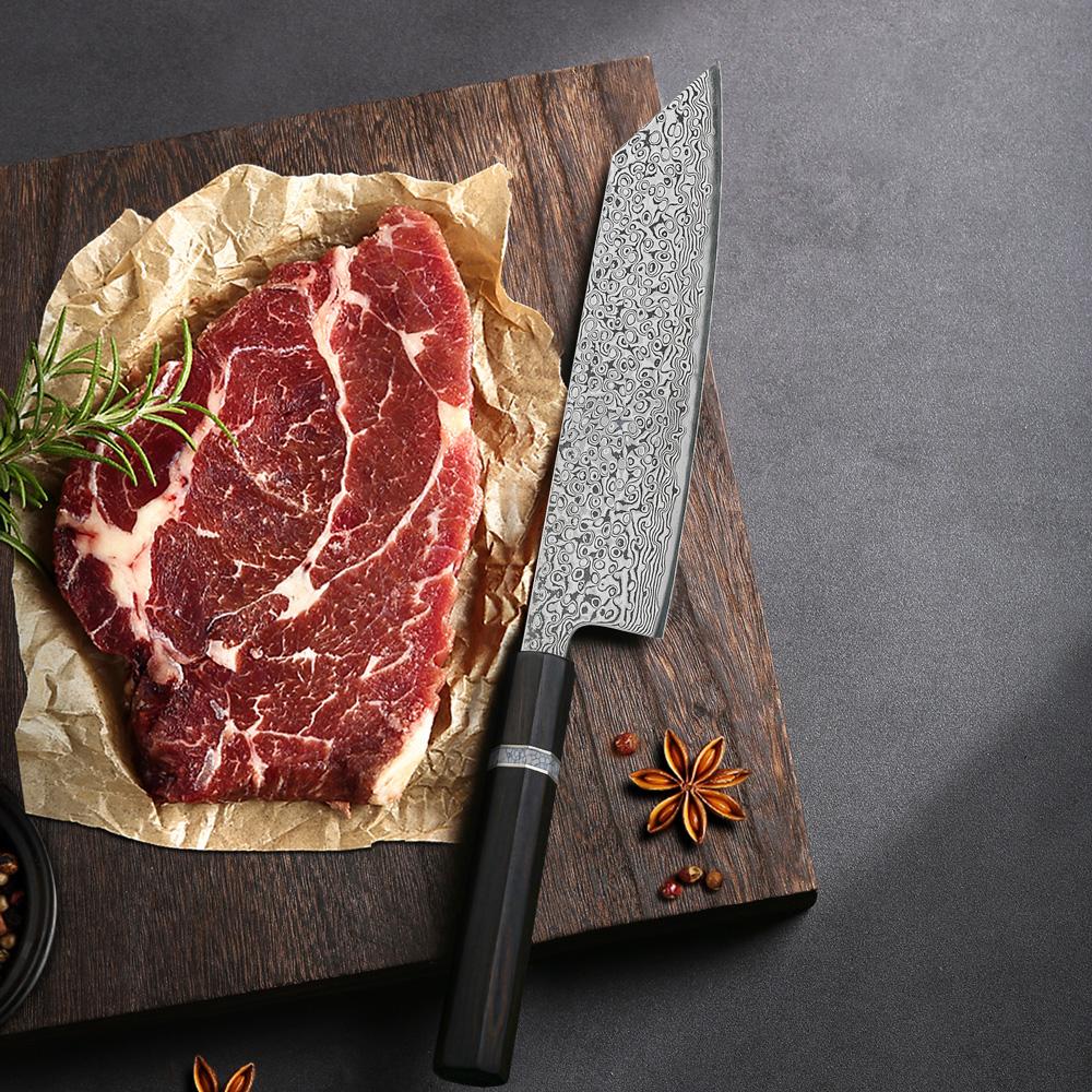 TURWHO 7" Japanese Kiritsuke Knife Hand Forged Chef Knife 73 Layer Damascus Steel VG10 Core Kitchen Knives Real Damascus Knife