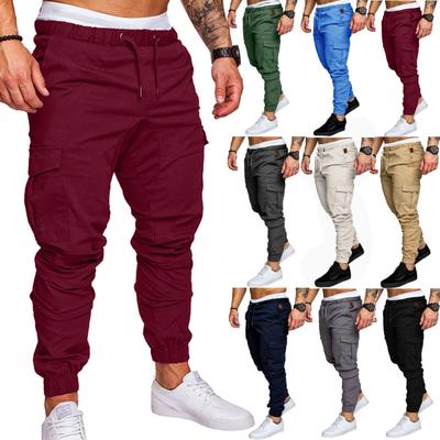 Men Jeans Solid Color Ripped Holes Frayed Gradient Washed Trousers