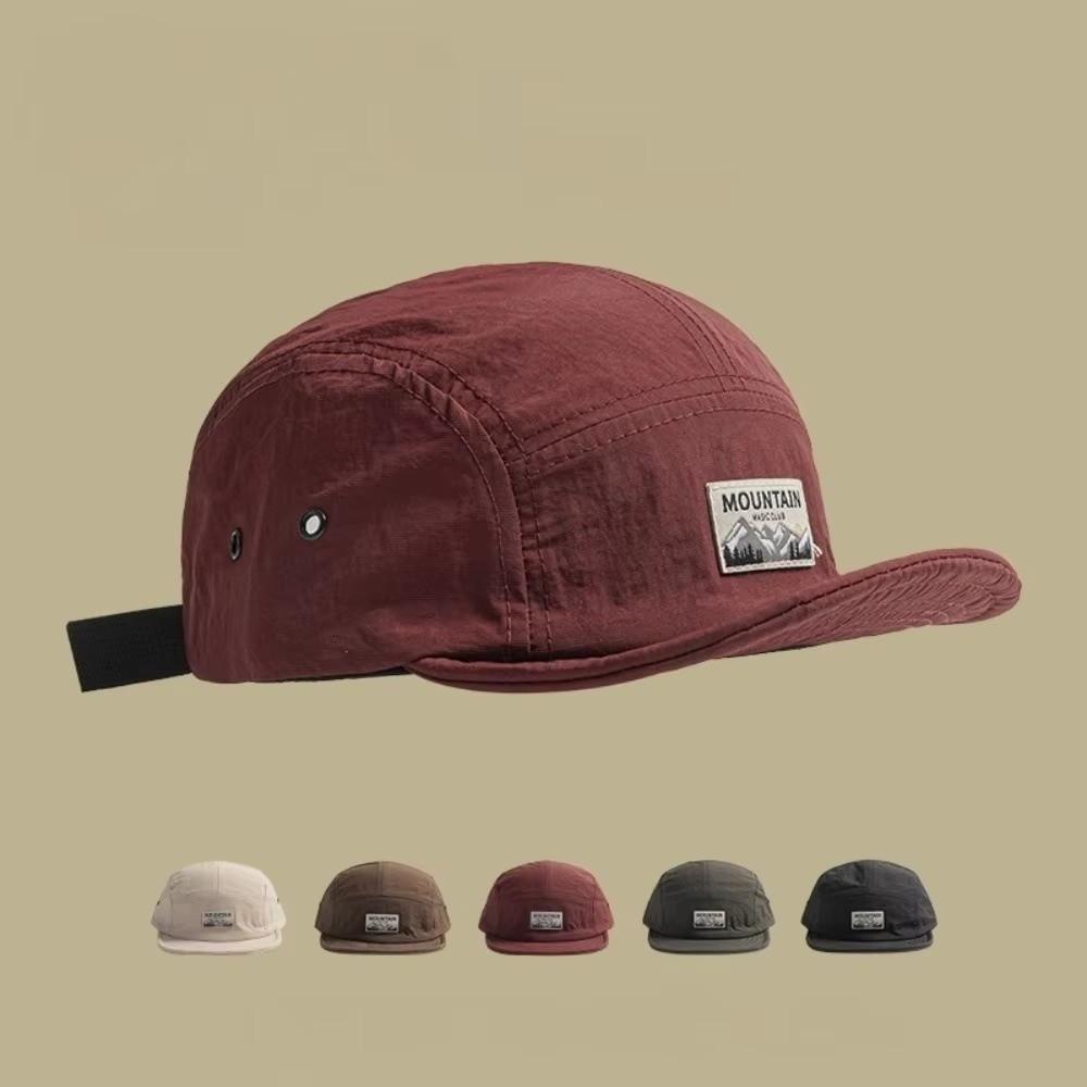 Fashion Short Brim 5 Panel Cap Quick Dry Embroidered Baseball Cap Adjustable Lightweight Sunscreen Cap Women Men