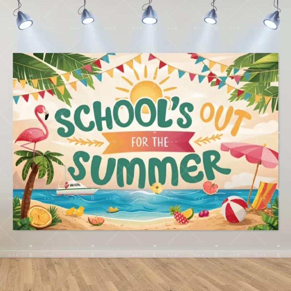 School's Out for Summer Theme Background Summer Pool Party Decoration Backdrop Baby Shower Props Photography Banner Supplies