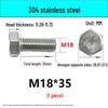 M14-30 304 Stainless Steel Fully Threaded Hex Head Screw Bolt