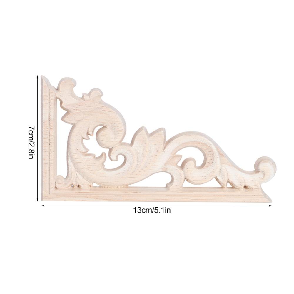 4pcs Wood Wood Carving Applique 5.12x2.76x0.35in Light Brown European Style Wood Ornament Wood Carving Solid Wood Texture
