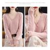 100% Pure Wool V-Neck Jacquard Cashmere Cardigan for Women - Early Spring Collection