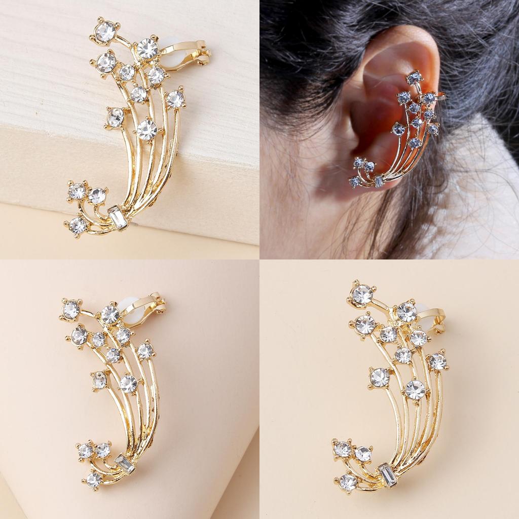Modern Rhinestone Floral Fashion Earrings Gold Alloy With Embedded Stones For Giftgiving