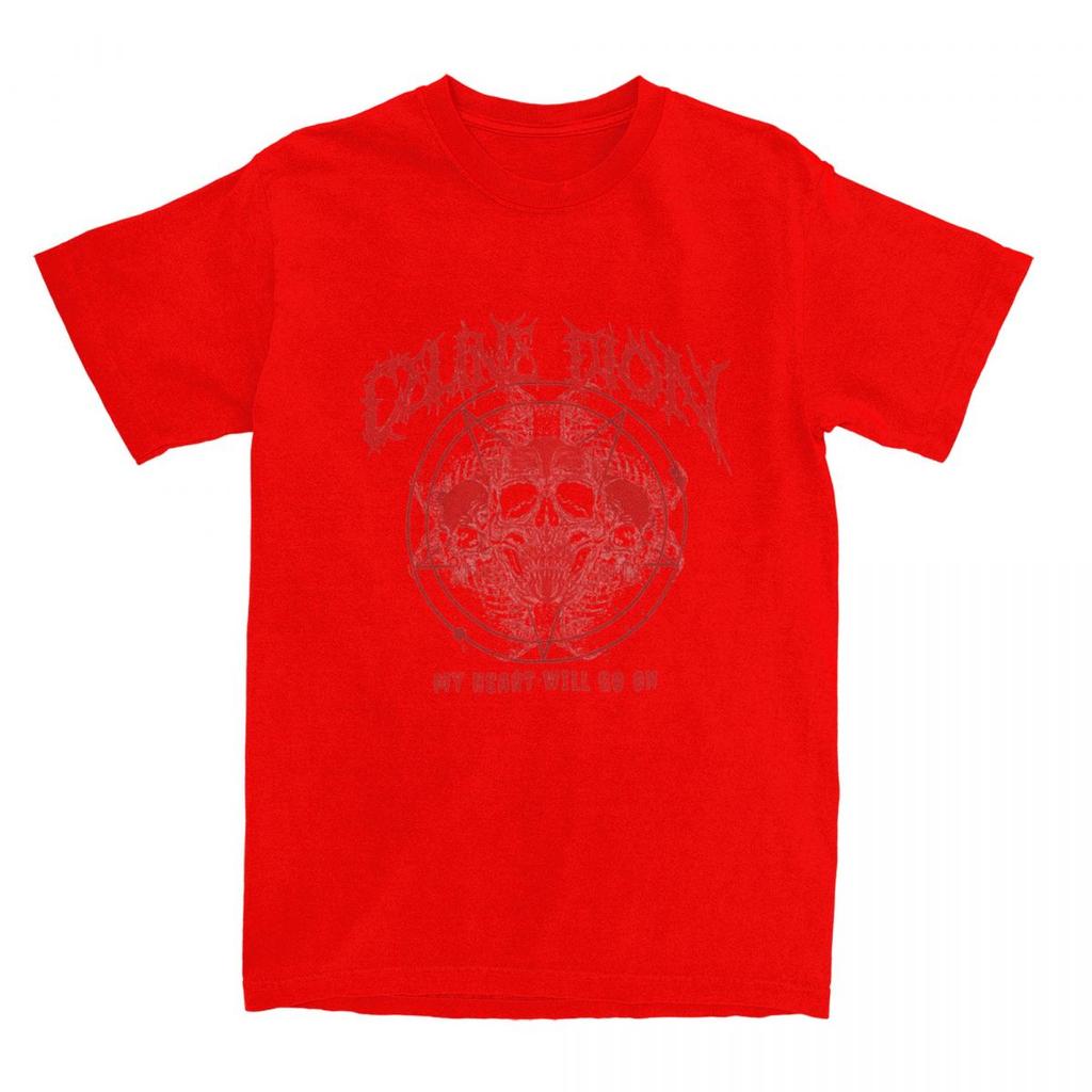 Herren Celines Metall Dion Mein Herz wird weiter schlagen Metall T-Shirts Reine Baumwolle Kleidung Sommer Kurzarm T-Shirt O-Ausschnitt T-Shirt