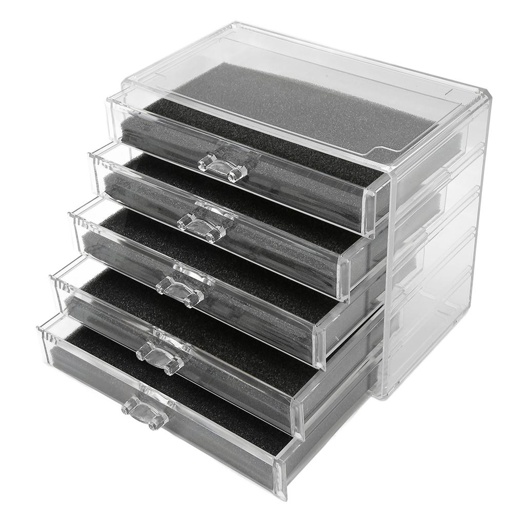 5 Layer Jewelry Drawer Storage Box Case Transparent Acrylic Desktop Cosmetic Makeup Drawer Storage Cabinet