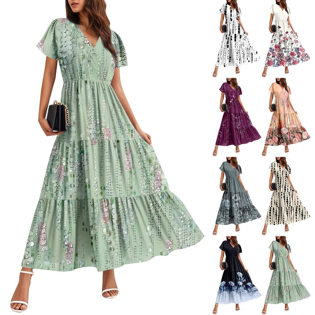 Women's Flowy Dresses Women's Summer Dresses Casual Short Sleeve Maxi Dresses Formal Maxi Dresses